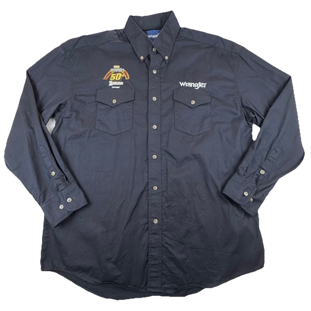 WRANGLER PRCA Nat'l Finals Rodeo Las Vegas 2008 Rodeo Long Sleeve Shirt Blk Sz L